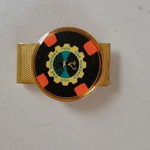 Brass One Hundred Tree on Mountain Logo Money Clip